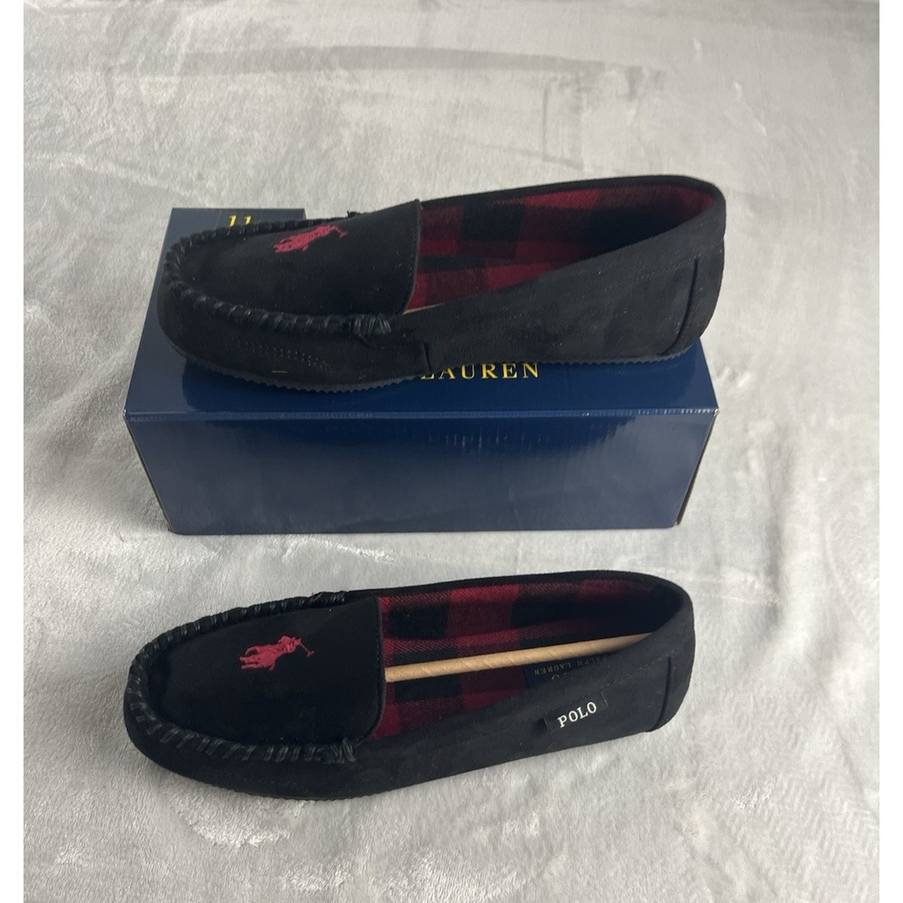 Polo Ralph Lauren Slipper Women 11 Black Dezi V Moccasin Memory Foam Pony Logo - Picture 7 of 8